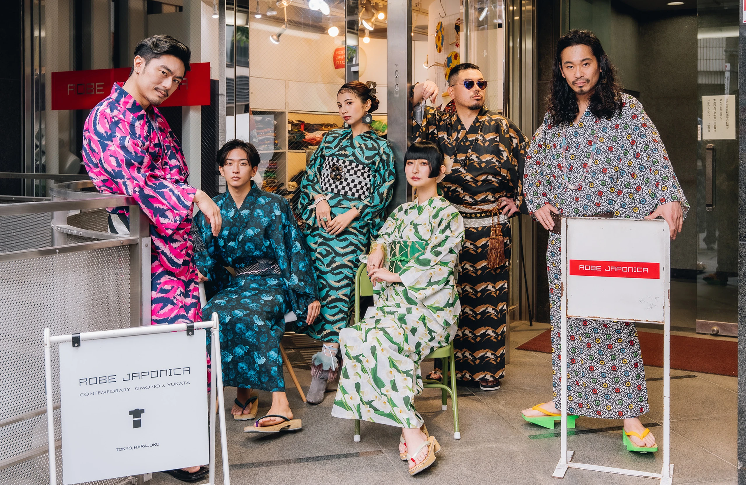 Robe Japonica staff and customers outside the Harajuku store