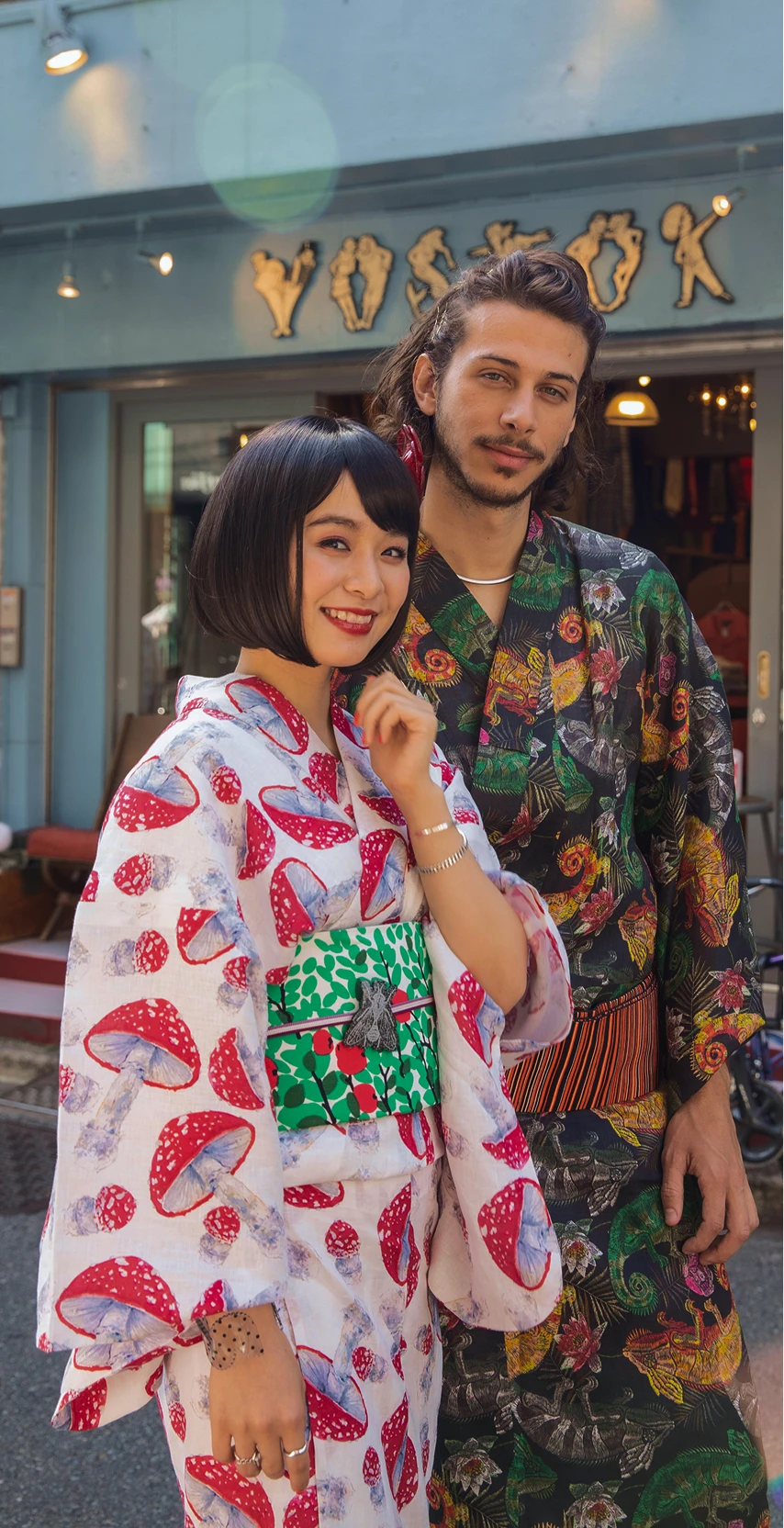 Group wearing yukata on a Tokyo street